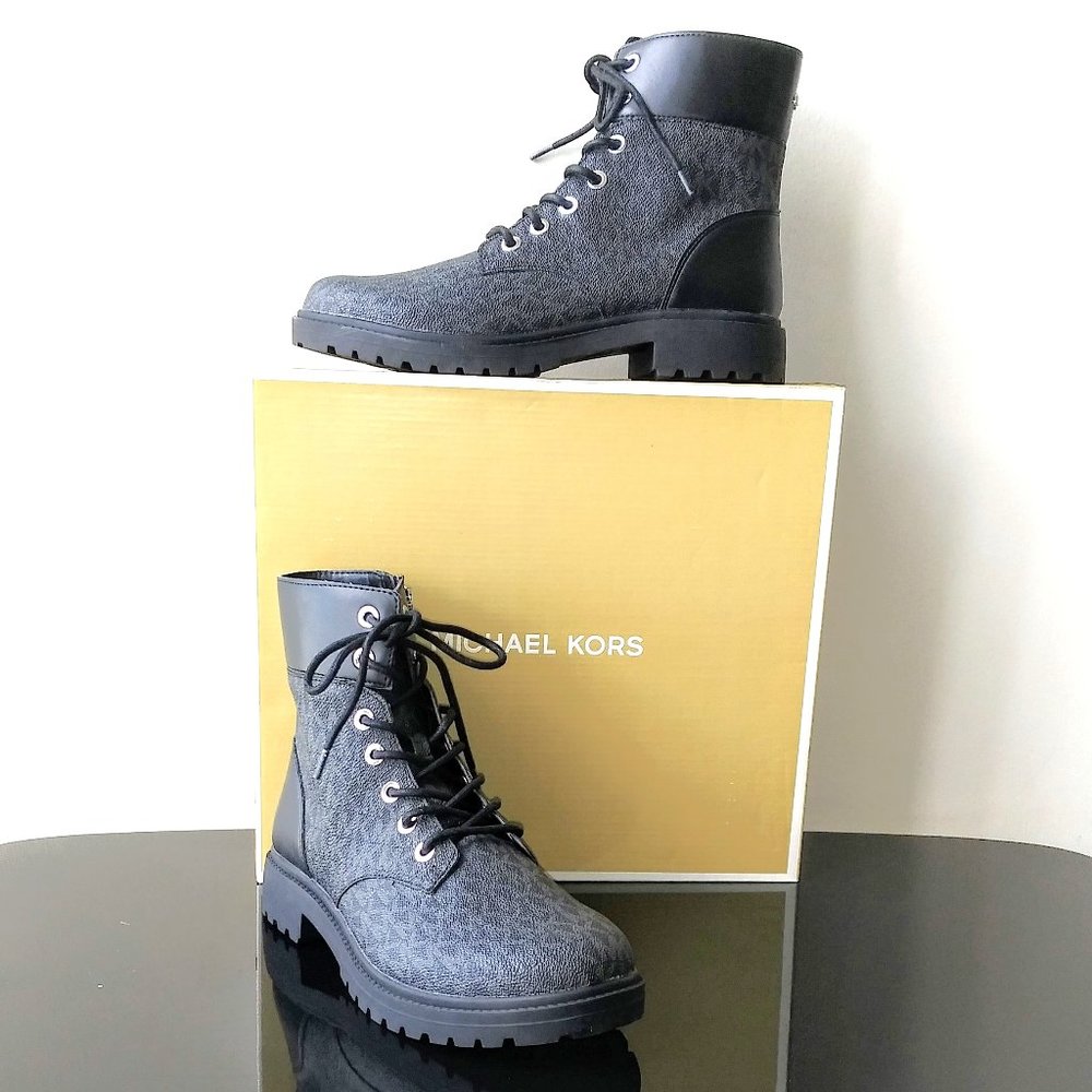 Michael Kors Women's Alistair Lace-Up Lug Sole Combat Booties - Picture 2 of 13
